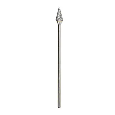 Amana BURS-228 Pointed Cone Shape 14 Deg Head 1/2 D x 7/8 CH x 1/4 Shank x 6-7/8" Double Cut SM Burr