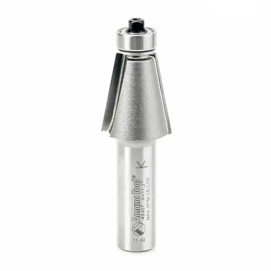 Amana 49407 Carbide Tipped Chamfer 11-1/4 Degree x 7/8 D x 1 CH x 1/2" Shank w/ Lower Ball Bearing