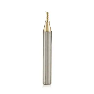 Amana 51474-Z Spiral O-Single Flute, ZrN Coated Aluminum Cutting 1/8 D x 1/4 CH x 1/4 Shank x 2"