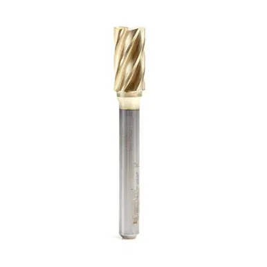 Amana BURS-084NF Cylindrical Shape Head 3/8 D x 3/4 CH x 1/4 Shank x 2-1/2" ZrN Coated Double Cut SB
