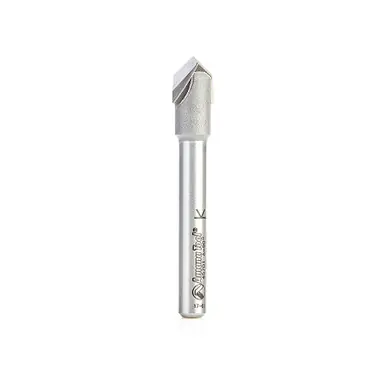 Amana 45701 Carbide Tipped Zero Point V Groove 90 Deg x 3/8 D x 1/2 CH x 1/4" Shank Router Bit
