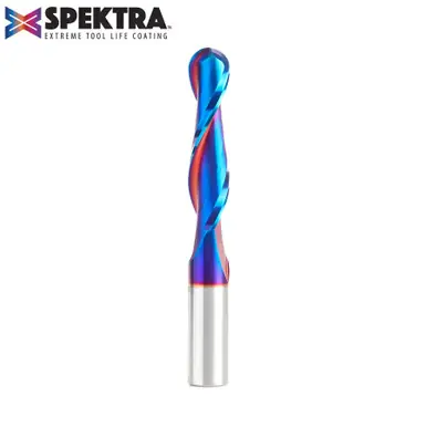 Amana 46384-K Spektra Double Flute Up-Cut Ball Nose Spiral 1/4 R x 1/2 D x 2-1/8 CH x 1/2 Shank x 4"