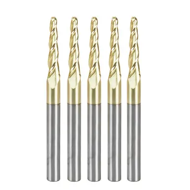 Amana 46286-5, 5-Pack CNC 2D/3D Carving 3.6 Deg Tapered Angle Ball Nose x 1/8 D x 1/16 R x 1 CH x