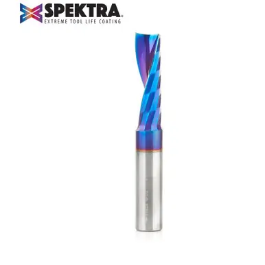 Amana 51428-K Spektra Coated Spiral O-Single Flute, Plastic Cutting 1/2 D x 1-5/8 CH x 1/2 Shank x
