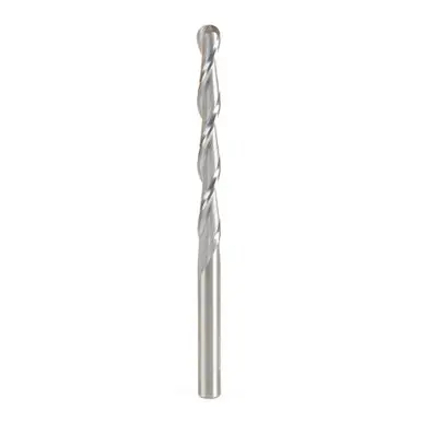 Amana 46032 Foam Cutting Up-Cut Spiral 1/8 Radius x 1/4 Dia x 2-1/4 Cut Height x 1/4 Shank x 4" Ball