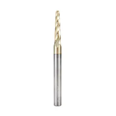 Amana 46583 CNC 2D/3D Carving 3.6 Deg Tapered Angle Ball Nose x 1/8 D x 1/16 R x 1 CH x 1/4 Shank x