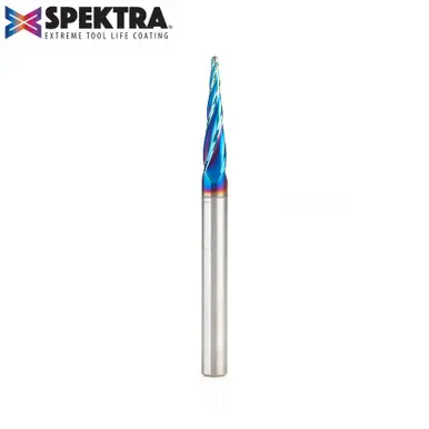 Amana 46282-K CNC Spektra 2D/3D Carving 5.4 Deg Tapered Angle Ball Nose x 1/16 D x 1/32 R x 1 CH x
