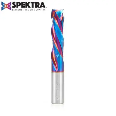 Amana 46014-K CNC Spektra Compression Spiral 1/2 D x 1-5/8 CH x 1/2 Shank x 3-1/2" 3 Flute Router