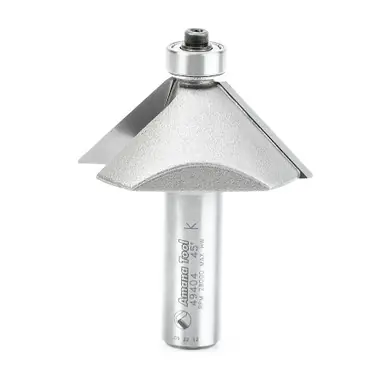 Amana 49404 Carbide Tipped Chamfer 45 Deg x 1-31/32 D x 3/4 CH x 1/2 Shank w/ Lower Ball Bearing