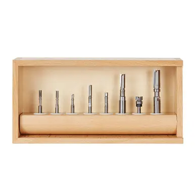 Amana AMS-600 8-Pc Flush Trim Plunge Template w/ Upper Ball Bearing Guide Router Bit Set
