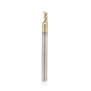 Amana 51471-Z Spiral O-Single Flute, Aluminum Cutting 1/8 D x 1/4 CH x 1/8 Shank x 1-1/2" Up-Cut ZrN