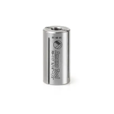 Amana RB-117 High Precision Steel Router Collet Reducer 1/2 Overall D x 3/16 Inner D x 1"