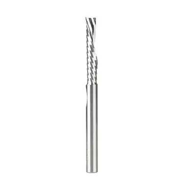 Amana 51527 Spiral O-Single Flute, Plastic Cutting 6 D x 32 CH x 6 Shank x 75mm Long Down-Cut CNC