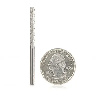 Amana 48010 Medium Burr w/ End Mill Point 1/8 D x 1 CH x 1/8 Shank x 2" Fiberglass and Composite