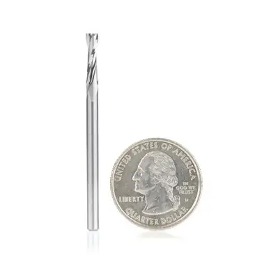 Amana 51761 CNC Spiral Double O-Flute, Plastic Cutting 1/8 Dia x 1/2 CH x 1/8 Shank x 2" Up-Cut