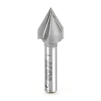 Amana 45705 Carbide Tipped V Groove 60 Deg x 1/2 D x 5/8 CH x 1/4" Shank Router Bit