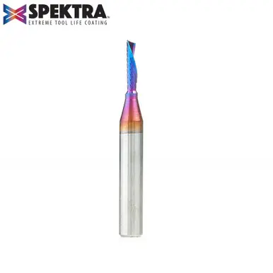 Amana 51511-K Spektra Coated Spiral O-Single Flute, Plastic Cutting 1/8 D x 1/2 CH x 1/4 Shank x 2"