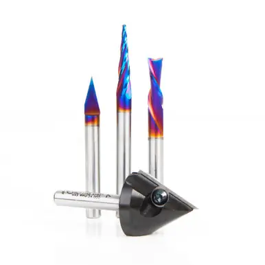 Amana AMS-102 X-Carve 4-Pc CNC Router Bit Starter Pack, 1/4" Shank