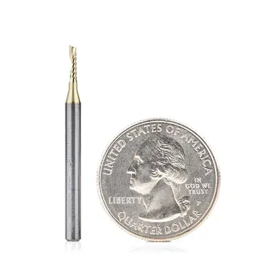 Amana 51470-Z Spiral O-Single Flute, Aluminum Cutting 1/16 D x 1/4 CH x 1/8 Shank x 1-1/2" Up-Cut