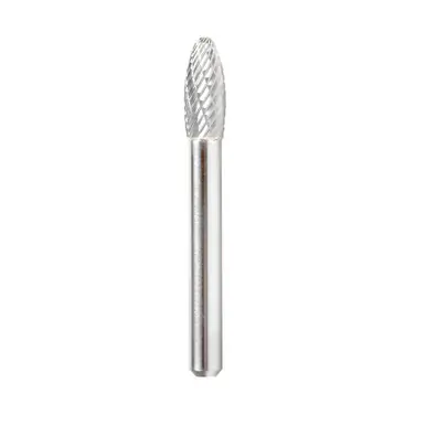 Amana BURS-204 Flame Shape Head 5/16 D x 3/4 CH x 1/4 Shank x 2-1/2" Double Cut SH Burr Bit