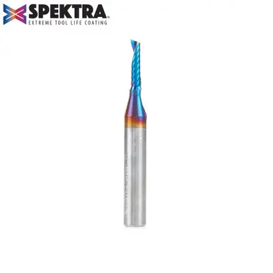 Amana 51411-K Spektra Coated Spiral O-Single Flute, Plastic Cutting 1/8 D x 1/2 CH x 1/4 Shank x 2"