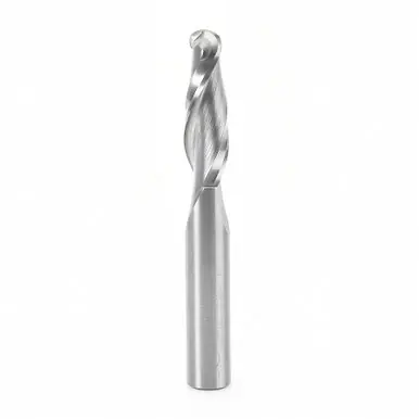 Amana 46378 Double Flute Up-Cut Ball Nose Spiral 3/16 R x 3/8 D x 1-1/4 CH x 3/8 Shank x 3" Router