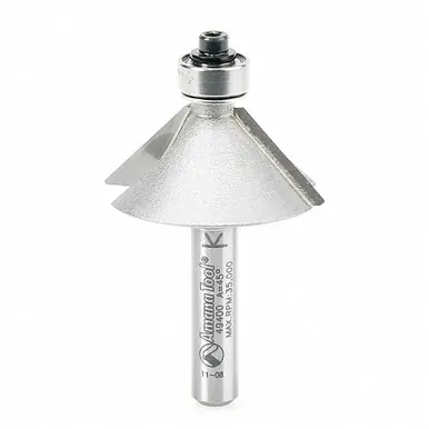 Amana 49400 Carbide Tipped Chamfer 45 Degree x 1-1/4 D x 1/2 CH x 1/4" Shank w/ Lower Ball Bearing