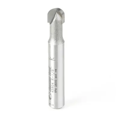 Amana 45904 Carbide Tipped Core Box 1/8 R x 1/4 D x 1/4 CH x 1/4" Shank Router Bit