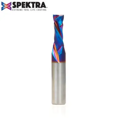 Amana 46174-K CNC Spektra Coated Compression Spiral 3/8 D x 1 CH x 1/2 Shank x 3" 2 Flute Router Bit