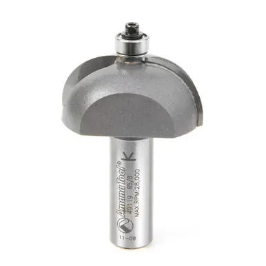 Amana 49119 Carbide Tipped Cove 5/8 R x 1-5/8 D x 11/16 CH x 1/2" Shank w/ Lower Ball Bearing Router