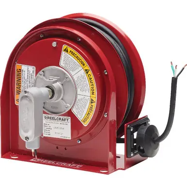 Reelcraft L-3030-123-X - 12/3 x 30 ft. Compact Electric Cord Reel, 20A Flying Lead End