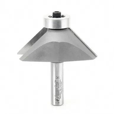 Amana 49405 Carbide-Tip Chamfer 45 deg. x 3" Dia x 1/2 Shank w/ Ball Bearing Router Bit
