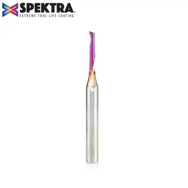 Amana 51446-K Spektra Coated Spiral O-Single Flute, Plastic Cutting 1/8 D x 3/4 CH x 1/4 Shank x
