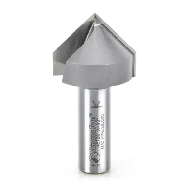 Amana 45726 Carbide Tipped V Groove 90 Deg x 1-1/4 D x 1 CH x 1/2" Shank Router Bit