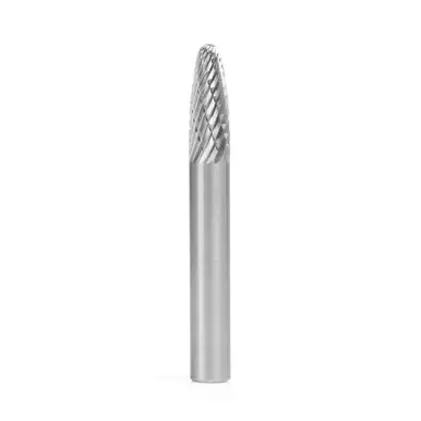 Amana BURS-140 Tree Shape 1/4 D x 5/8 CH x 1/4 Shank x 2" Double Cut SF Burr Bit