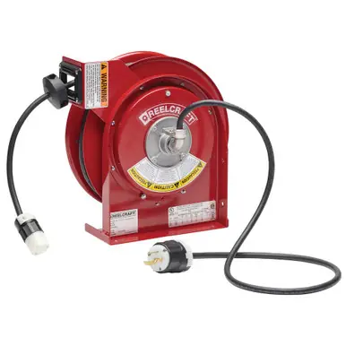 Reelcraft L-4545-123-3AC - 12/3 x 45 ft. 20A, Single Outlet Twistlock End Electric Cord Reel