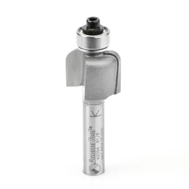 Amana 49094 Carbide Tipped Cove 1/8 R x 5/8 D x 1/2 CH x 1/4" Shank w/ Lower Ball Bearing Router Bit
