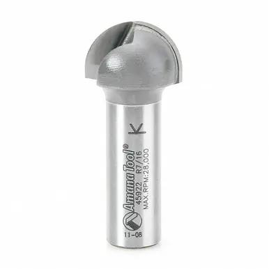 Amana 45922 Carbide Tipped Core Box 7/16 R x 7/8 D x 1/2 CH x 1/2" Shank Router Bit