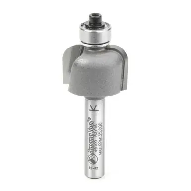 Amana 49100 Carbide Tipped Cove 3/16 R x 3/4 D x 9/16 CH x 1/4" Shank w/ Lower Ball Bearing Router