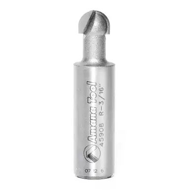 Amana 45908 Carbide Tipped Core Box 3/16 R x 3/8 D x 1/4 CH x 1/2" Shank Router Bit
