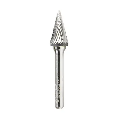 Amana BURS-226 Pointed Cone Shape 14 Deg Head 1/2 D x 7/8 CH x 1/4 Shank x 2-5/8" Double Cut SM Burr
