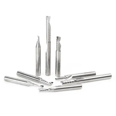 Amana AMS-160 8-Pc CNC Aluminum Cutting Spiral O-Flute 1/4" Shank Router Bit Collection