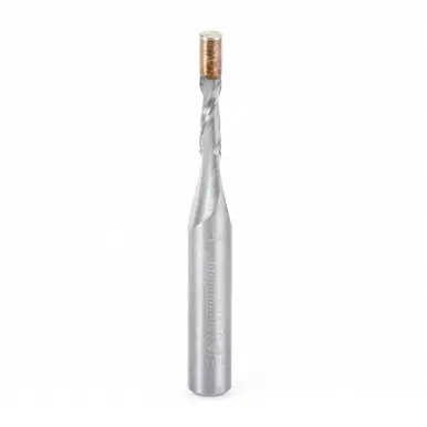 Amana 46196 UltraTrim Spiral 1/8 D x 3/8 CH x 1/4 Shank x 2" w/ Brass Pilot Guide Up-Cut Router Bit