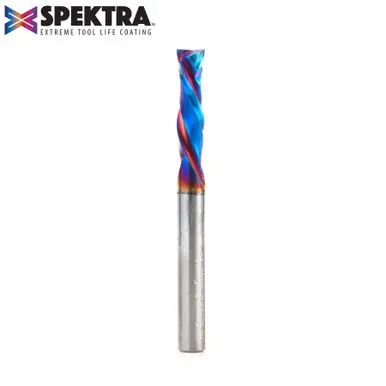 Amana 46025-K CNC Spektra Mortise Compression Spiral 6mm D x 22mm CH 6mm Shank 64mm Long 2 Flute