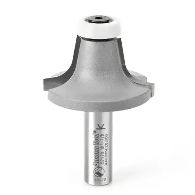 Amana 57170 Carbide Tipped Round Over w/ Ultra-Glide Radius Bearing Solid Surface 1-7/8 D x 1" CH x