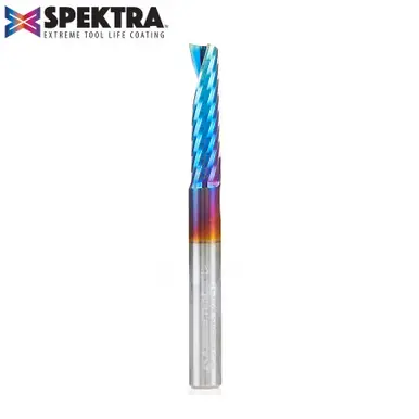 Amana 51405-K Spektra Coated Spiral O-Single Flute, Plastic Cutting 1/4 D x 1 CH x 1/4 Shank x