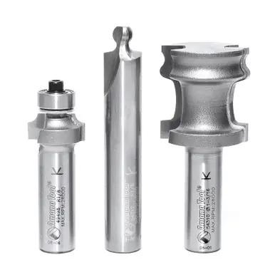 Amana 54314 3-Piece Carbide Tipped Tambour Door / Appliance Garage Door 1/2" Shank Router Bit Set