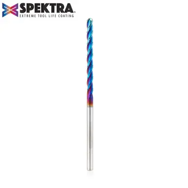 Amana 46295-K CNC Spektra 2D/3D Carving 0.10 Deg Tapered Angle Ball Nose x 1/8 D x 1/16 R x 1-1/2 CH
