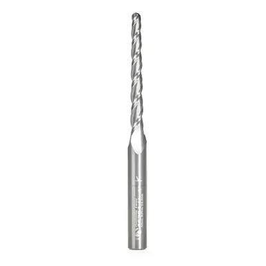 Amana 46284-U CNC 2D/3D Carving 1 Deg Tapered Angle Ball Nose x 1/8 D x 1/16 R x 1-1/2 CH x 1/4