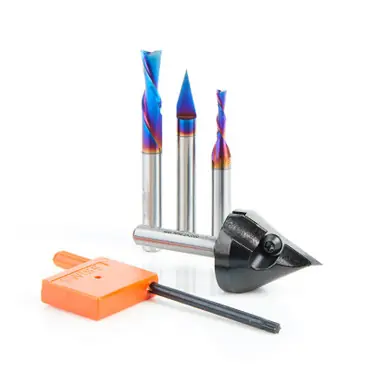 Amana AMS-155 Brian‘s Choice CNC Router Bit Starter 4-Pc Pack, 1/4" Shank
